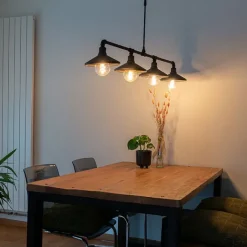 QAZQA Industrielle Hängeleuchte Schwarz 4-flammig - Laser