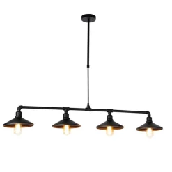 QAZQA Industrielle Hängeleuchte Schwarz 4-flammig - Laser