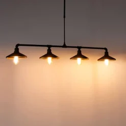 QAZQA Industrielle Hängeleuchte Schwarz 4-flammig - Laser