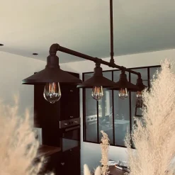 QAZQA Industrielle Hängeleuchte Schwarz 4-flammig - Laser