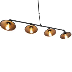 QAZQA Industrielle Hängeleuchte Schwarz 4-flammig - Laser