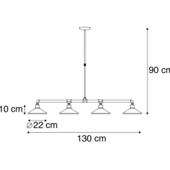 QAZQA Industrielle Hängeleuchte Schwarz 4-flammig - Laser