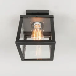 QAZQA Industrielle Outdoor-Deckenleuchte schwarz 1-flammig - Rotterdam