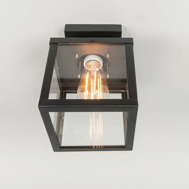 QAZQA Industrielle Outdoor-Deckenleuchte schwarz 1-flammig - Rotterdam