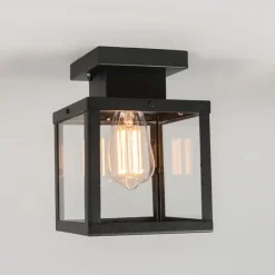 QAZQA Industrielle Outdoor-Deckenleuchte schwarz 1-flammig - Rotterdam