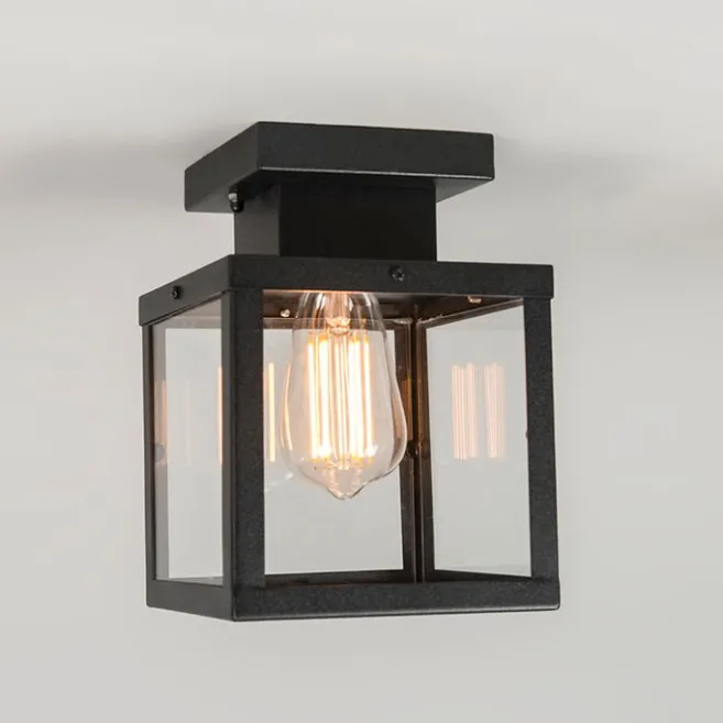 QAZQA Industrielle Outdoor-Deckenleuchte schwarz 1-flammig - Rotterdam