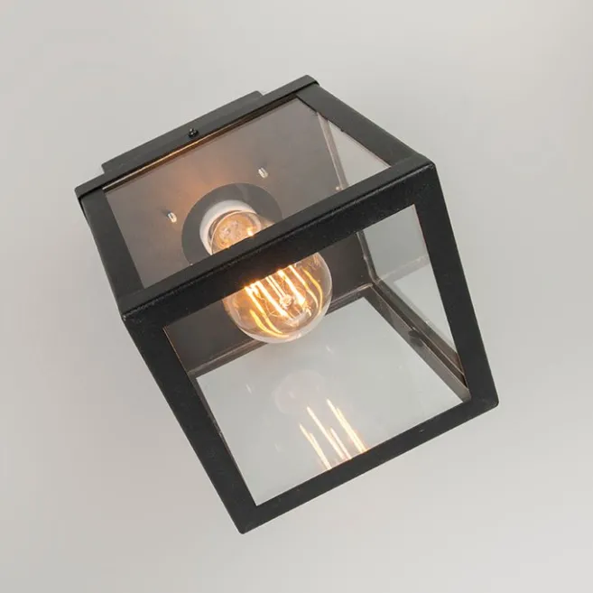 QAZQA Industrielle Outdoor-Deckenleuchte schwarz 1-flammig - Rotterdam