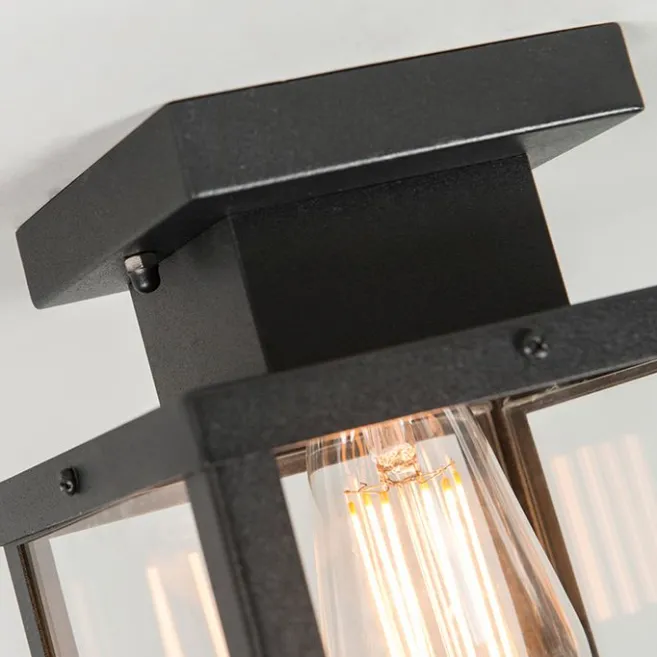 QAZQA Industrielle Outdoor-Deckenleuchte schwarz 1-flammig - Rotterdam