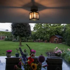 QAZQA Industrielle Outdoor-Deckenleuchte schwarz 1-flammig - Rotterdam