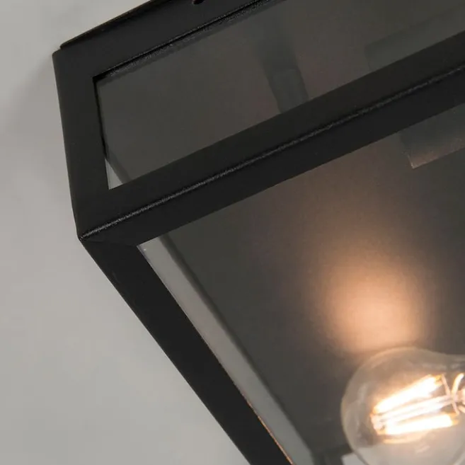 QAZQA Industrielle Outdoor-Deckenleuchte schwarz 2-flammig - Rotterdam