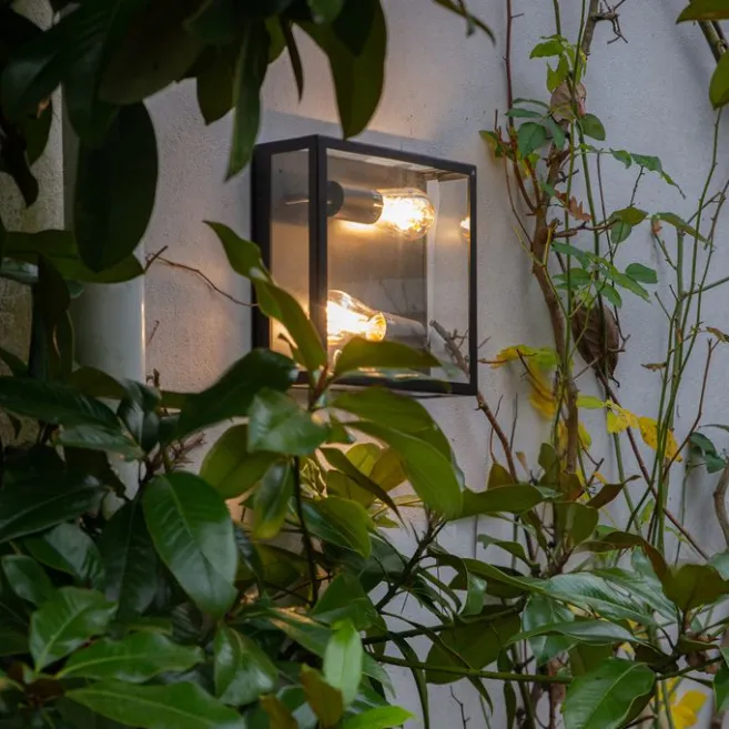 QAZQA Industrielle Outdoor-Deckenleuchte schwarz 2-flammig - Rotterdam