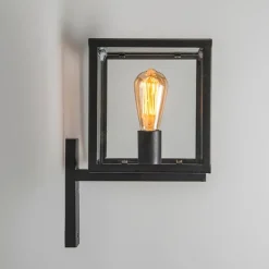 QAZQA Industrielle quadratische Außenwandleuchte schwarz IP23 - Rotterdam