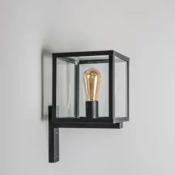 QAZQA Industrielle quadratische Außenwandleuchte schwarz IP23 - Rotterdam