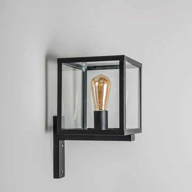 QAZQA Industrielle quadratische Außenwandleuchte schwarz IP23 - Rotterdam