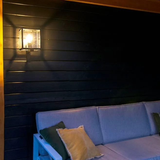 QAZQA Industrielle quadratische Außenwandleuchte schwarz IP23 - Rotterdam