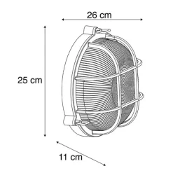 QAZQA Industrielle runde Wandleuchte schwarz IP44 - Noutica