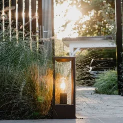 QAZQA Industrielle stehende Außenlampe rostbraun 40 cm IP44 - Charlois