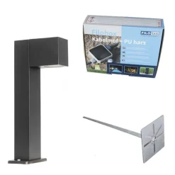 QAZQA Industrielle stehende Außenlampe schwarz 35 cm IP44 - Baleno