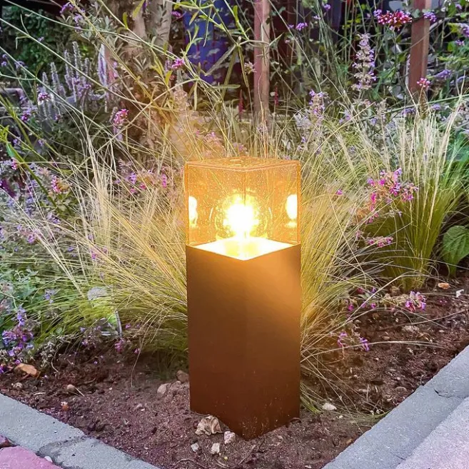 QAZQA Industrielle Stehleuchte für den Außenbereich, rostbraun, 30 cm, IP44 – Dänemark