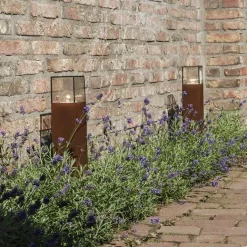 QAZQA Industrielle Stehleuchte für den Außenbereich, rostbraun, 50 cm, IP44 – Dänemark