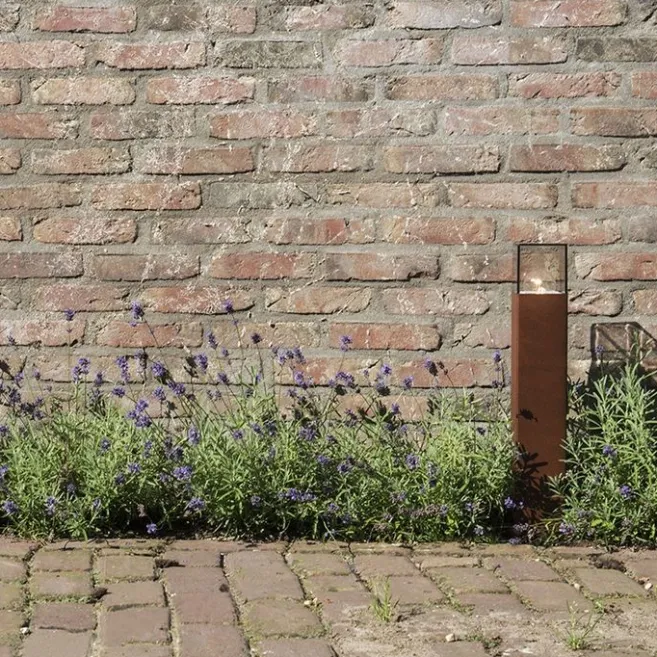 QAZQA Industrielle Stehleuchte für den Außenbereich, rostbraun, 50 cm, IP44 – Dänemark