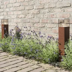 QAZQA Industrielle Stehleuchte für den Außenbereich, rostbraun, 50 cm, IP44 – Dänemark