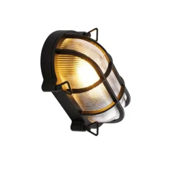 QAZQA Industrielle Wand- und Deckenleuchte schwarz oval IP44 - Noutica