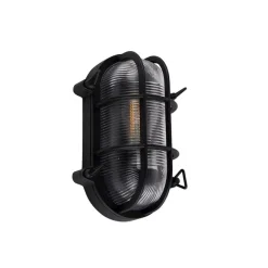 QAZQA Industrielle Wand- und Deckenleuchte schwarz oval IP44 - Noutica