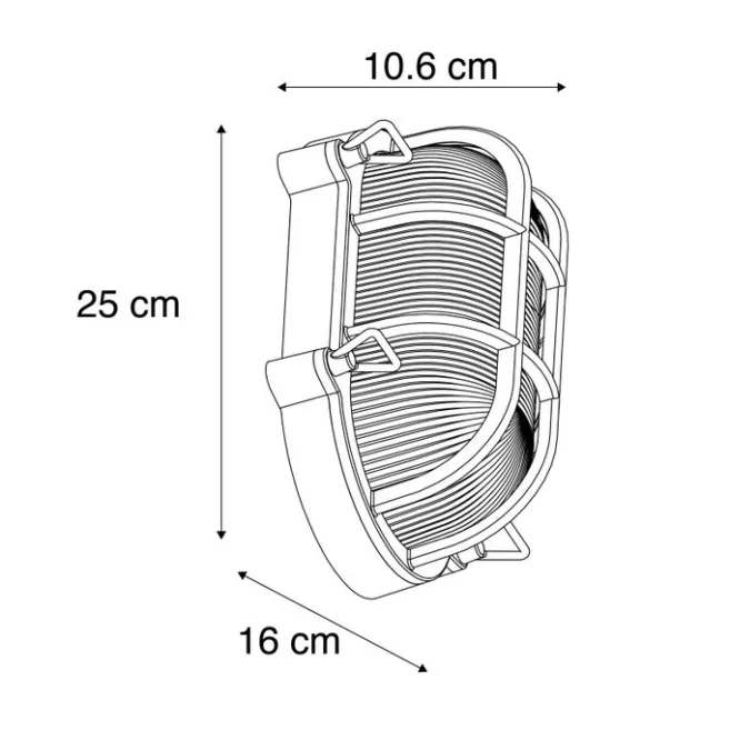 QAZQA Industrielle Wand- und Deckenleuchte schwarz oval IP44 - Noutica