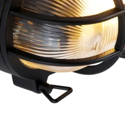 QAZQA Industrielle Wand- und Deckenleuchte schwarz oval IP44 - Noutica