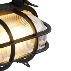 QAZQA Industrielle Wand- und Deckenleuchte schwarz oval IP44 - Noutica