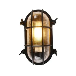 QAZQA Industrielle Wand- und Deckenleuchte schwarz oval IP44 - Noutica