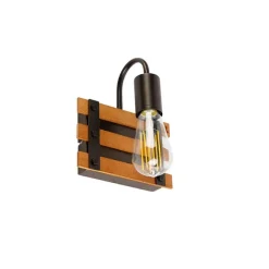 QAZQA Industrielle Wandlampe braun mit Holz - Paleta Mai