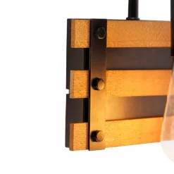 QAZQA Industrielle Wandlampe braun mit Holz - Paleta Mai