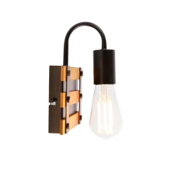 QAZQA Industrielle Wandlampe braun mit Holz - Paleta Mai