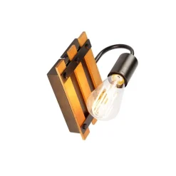 QAZQA Industrielle Wandlampe braun mit Holz - Paleta Mai