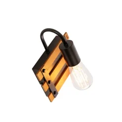 QAZQA Industrielle Wandlampe braun mit Holz - Paleta Mai