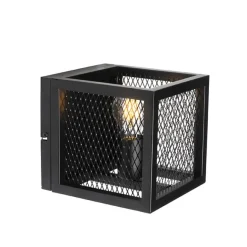 QAZQA Industrielle Wandlampe schwarz - Cage Mesh