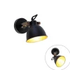 QAZQA Industrielle Wandlampe schwarz mit Gold verstellbar - Liko