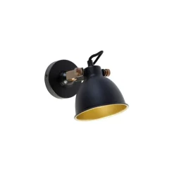 QAZQA Industrielle Wandlampe schwarz mit Gold verstellbar - Liko