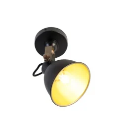 QAZQA Industrielle Wandlampe schwarz mit Gold verstellbar - Liko