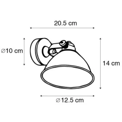 QAZQA Industrielle Wandlampe schwarz mit Gold verstellbar - Liko