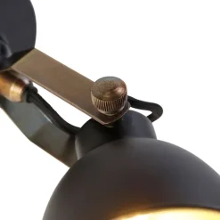 QAZQA Industrielle Wandlampe schwarz mit Gold verstellbar - Liko