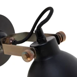 QAZQA Industrielle Wandlampe schwarz mit Gold verstellbar - Liko