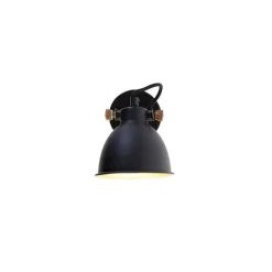 QAZQA Industrielle Wandlampe schwarz mit Gold verstellbar - Liko
