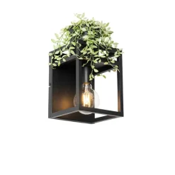 QAZQA Industrielle Wandleuchte schwarz mit Gestell - Cage Rack