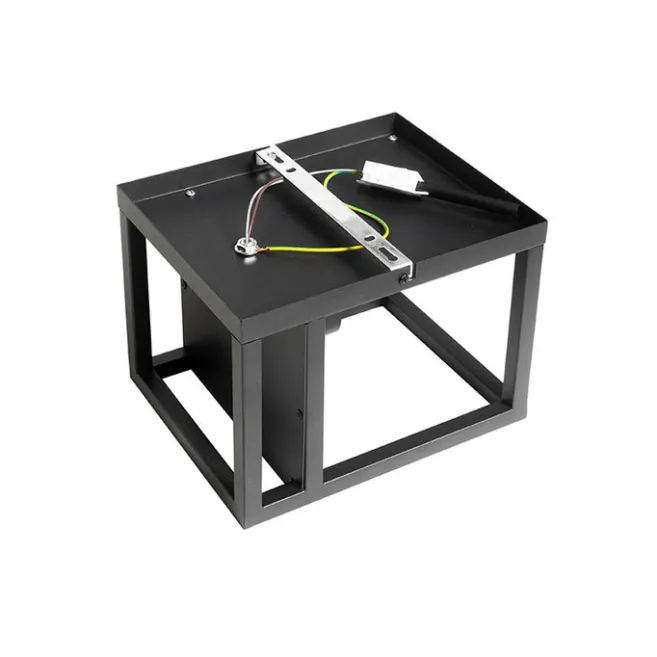 QAZQA Industrielle Wandleuchte schwarz mit Gestell - Cage Rack