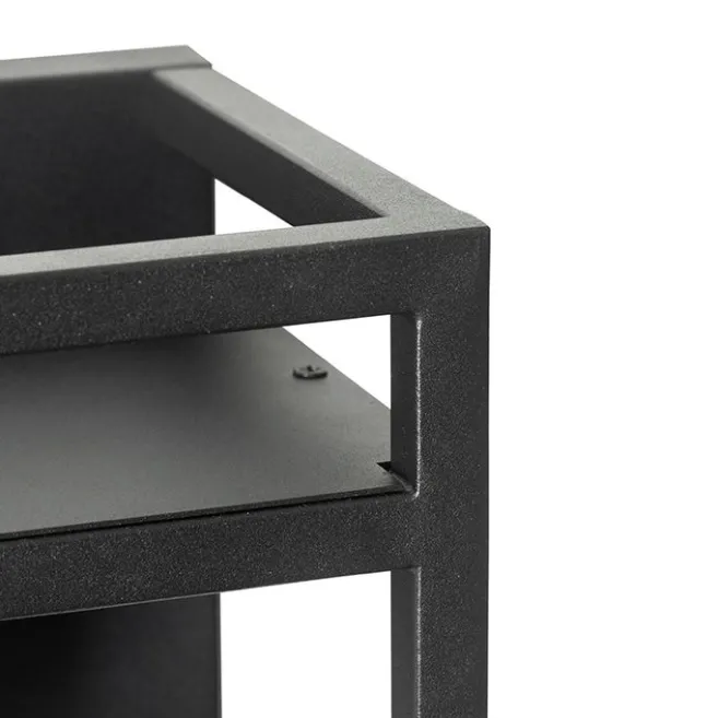 QAZQA Industrielle Wandleuchte schwarz mit Gestell - Cage Rack