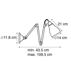 QAZQA Industrielle Wandleuchte grau verstellbar - Mersey