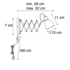 QAZQA Industrielle Wandleuchte schwarz verstellbar - Merle